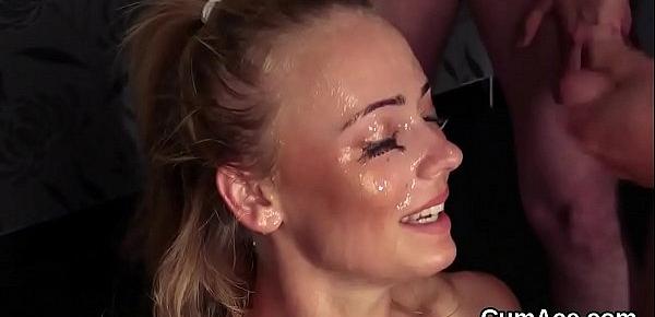  Wacky honey gets cumshot on her face sucking all the jism